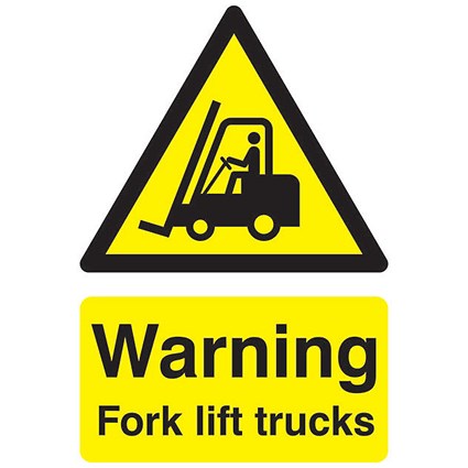 Safety Sign Warning Fork Lift Trucks A5 PVC