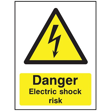 Safety Sign Danger Electric Shock Risk, A5, PVC