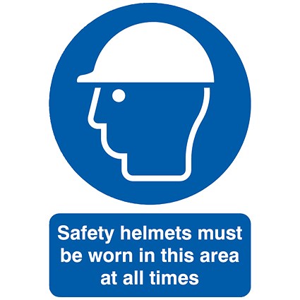 Safety Sign Safety Helmets Must be Worn, A4, PVC Safety Sign Safety Helmets Must be Worn, A4, PVC