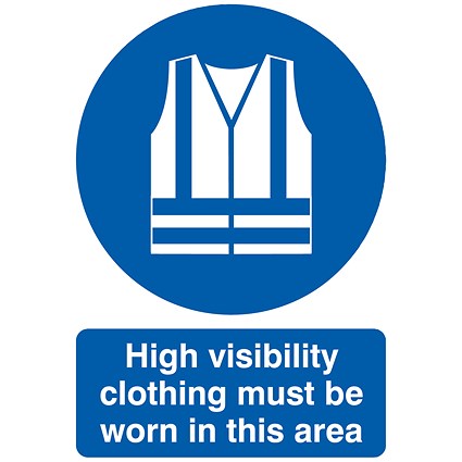 Safety Sign High Visibility Clothing Must be Worn, A4, PVC