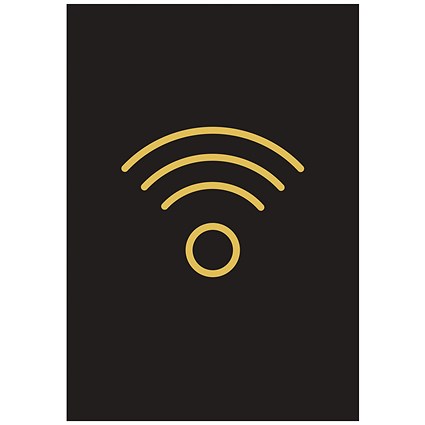 Wireless Rigid Plastic Sign, 105x150mm, Gold on Black
