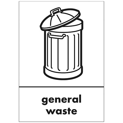 A5 Sign Self Adhesive General Waste Signs, Pack of 5