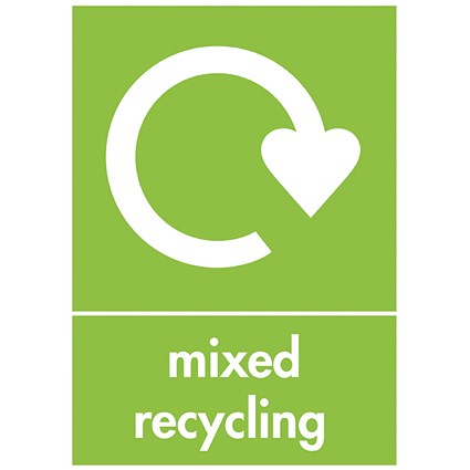 A5 Sign Self Adhesive Mixed Recycling Signs, Pack of 5