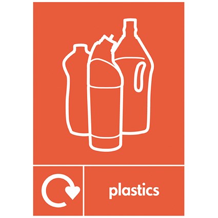 A5 Sign Self Adhesive Plastics Only Recycling Signs, Pack of 5