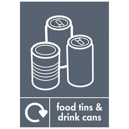 A5 Sign Self Adhesive Food Tins and Drink Cans Recycling Signs, Pack of 5