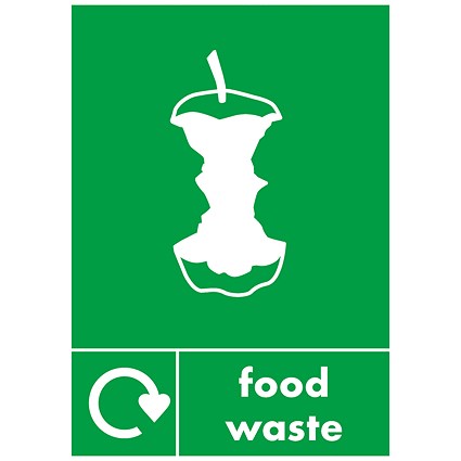 A5 Sign Self Adhesive Food Waste Recycling Signs, Pack of 5