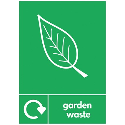 A5 Sign Self Adhesive Garden Waste Recycling Signs, Pack of 5