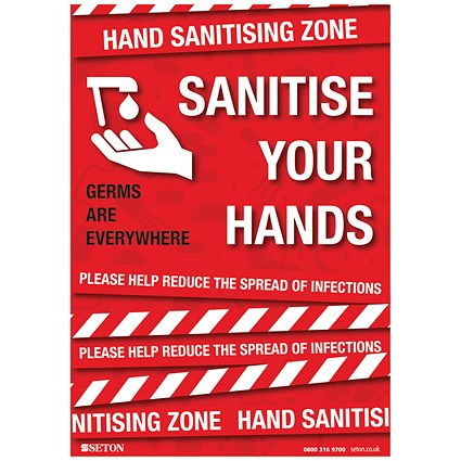 Sanitise Your Hands Polypropylene with Adhesive A3