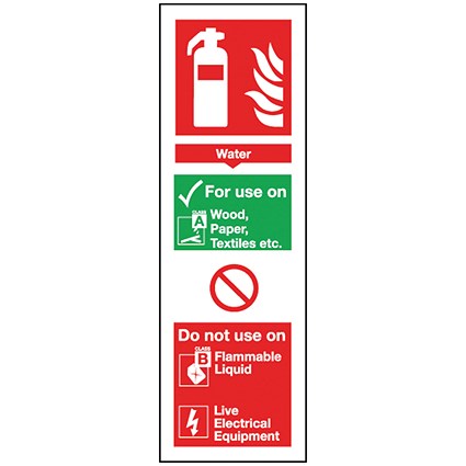 Safety Sign Water Fire Extinguisher, 300x100mm, Self Adhesive