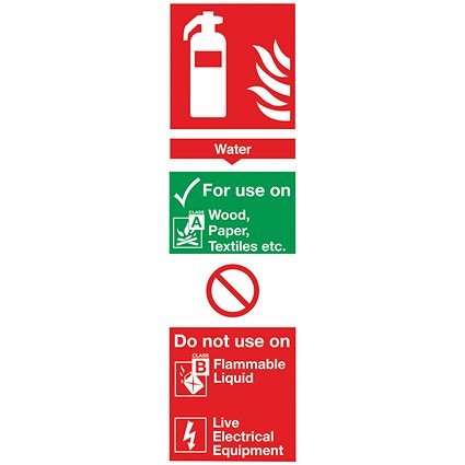 Safety Sign Water Fire Extinguisher, 300x100mm, PVC