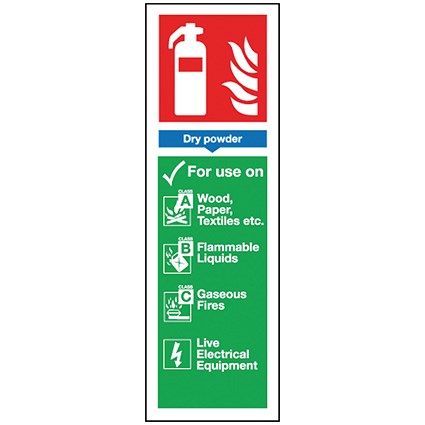 Safety Sign Dry Powder Fire Extinguisher, 300x100mm, Self Adhesive