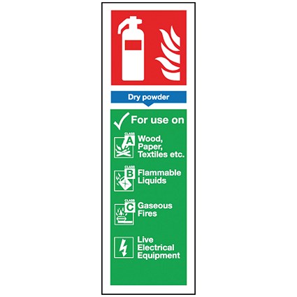 Safety Sign Dry Powder Fire Extinguisher, 300x100mm, Self Adhesive Safety Sign Dry Powder Fire Extinguisher, 300x100mm, Self Adhesive
