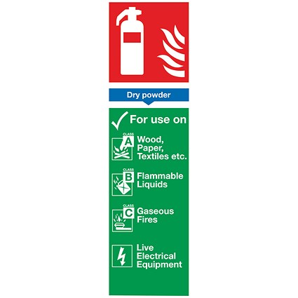 Safety Sign Dry Powder Fire Extinguisher, 300x100mm, PVC