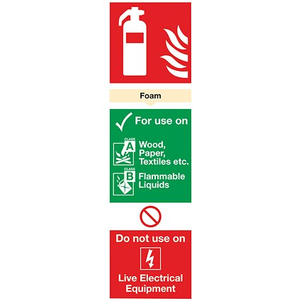 Safety Sign Foam Fire Extinguisher, 300x100mm, PVC