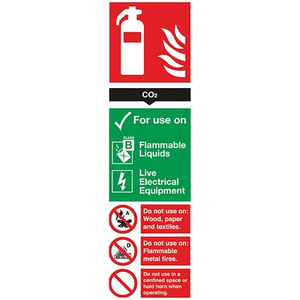 Safety Sign Carbon Dioxide Fire Extinguisher, 300x100mm, PVC