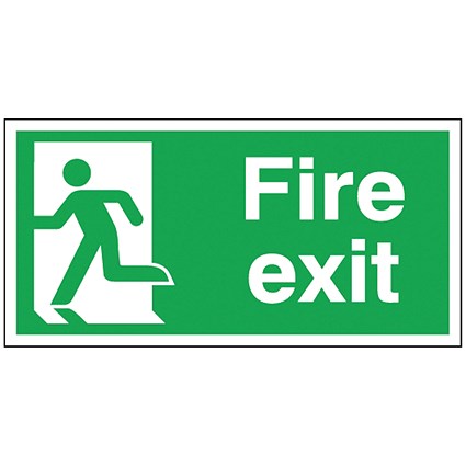 Safety Sign Fire Exit Running Man Left, 150x300mm, Self Adhesive