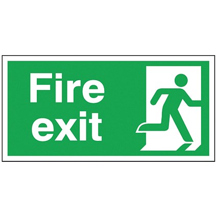 Safety Sign Fire Exit Running Man Right, 150x300mm, Self Adhesive