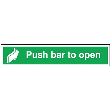 Safety Sign Push Bar to Open 75x600mm Self-Adhesive Safety Sign Push Bar to Open 75x600mm Self-Adhesive