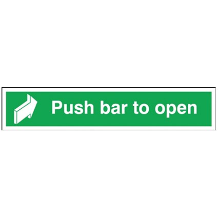 Safety Sign Push Bar to Open 75x600mm Self-Adhesive