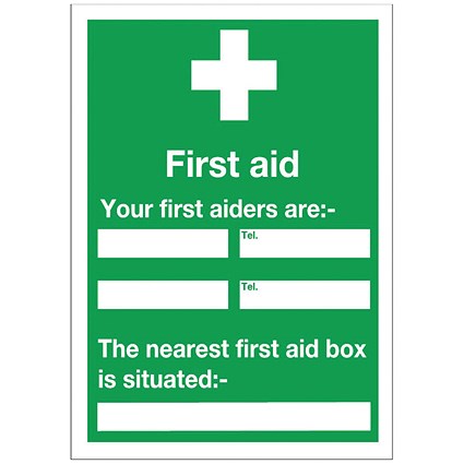 Safety Sign First Aid, 600x450mm, Self Adhesive