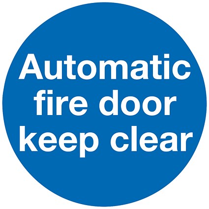 Safety Sign Automatic Fire Door, 100x100mm, Self Adhesive, Pack of 5
