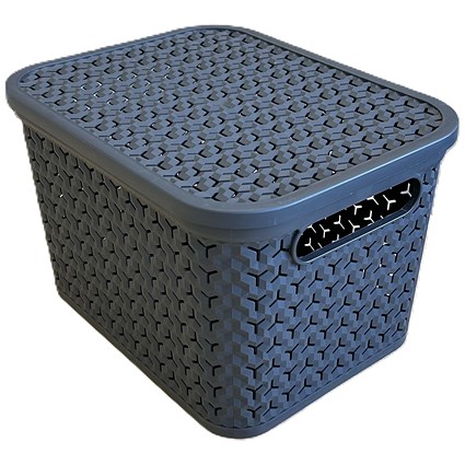 Strata Medium Urban Store Basket with Lid 14L Charcoal Grey