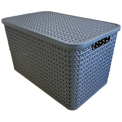 Strata Extra Large Basket with Lid 42L Charcoal Grey