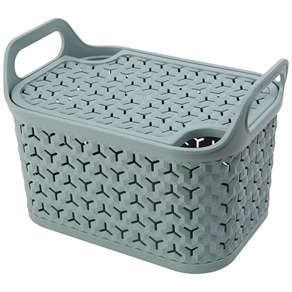 Strata Small Urban Store Basket with Lid 4L Green