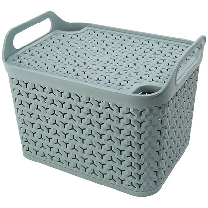 Strata Medium Urban Store Basket with Lid 14L Green