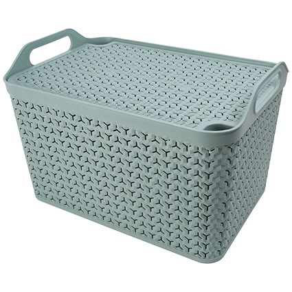 Strata Large Urban Store Basket with Lid 24 Litre Green