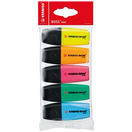 Stabilo Boss Mini Highlighter Pens Assorted (Pack of 5)