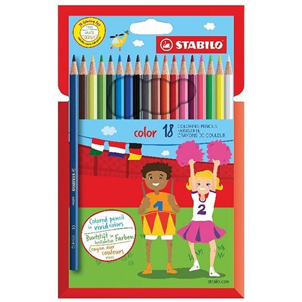 Stabilo Color 18 Premium Colouring Pencils with Hexagonal Barrel Assorted (Pack of 6)