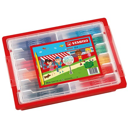 Stabilo Power Felt Tip Pens Classpack with Gratnell Tray Assorted (Pack of 144)
