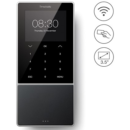 Safescan TimeMoto TM-818 Time & Attendance System, Wall-mountable, 2000 Users, Black