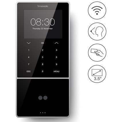 Safescan TimeMoto TM-838 Face & RFID Time & Attendance System, 2000 Users, Black Safescan TimeMoto TM-838 Face & RFID Time & Attendance System, 2000 Users, Black