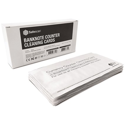 Safescan Banknote Counter Cleaning Cards, White, Pack of 15