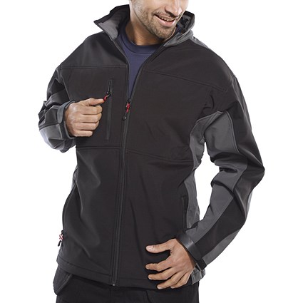 Beeswift Soft Shell Two-Tone Jacket, Black & Grey, 3XL Beeswift Soft Shell Two-Tone Jacket, Black & Grey, 3XL