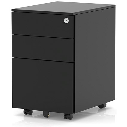 Base Mobile Steel Pedestal 3 Drawer Black