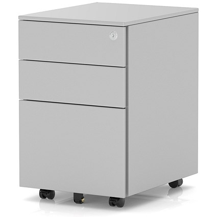 Base Mobile Steel Pedestal 3 Drawer Silver