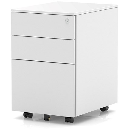Base Mobile Steel Pedestal 3 Drawer White