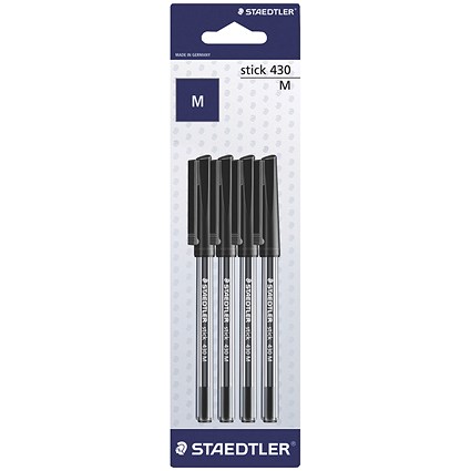 Staedtler Stick 430 Ballpoint Pen, Medium, Black, Pack of 40