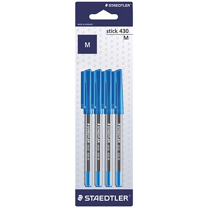 Staedtler Stick 430 Ballpoint Pen, Medium, Blue, Pack of 40