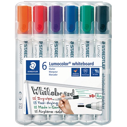 Staedtler 351 White Board Marker, Assorted, Pack of 6 Staedtler 351 White Board Marker, Assorted, Pack of 6