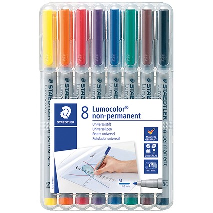 Staedtler Lumocolour Non-Permanent Medium Assorted (Pack of 8)