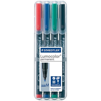 Staedtler Lumocolour Pen Permanent Medium Assorted (Pack of 4)