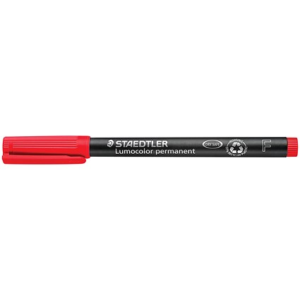 Staedtler 318 Lumocolor Permanent Pen, Fine, Red, Pack of 10