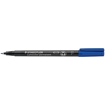 Staedtler 318 Lumocolor Permanent Pen, Fine, Blue, Pack of 10