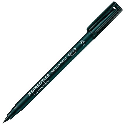 Staedtler Lumocolor Permanent Pen, Superfine, Black, Pack of 10
