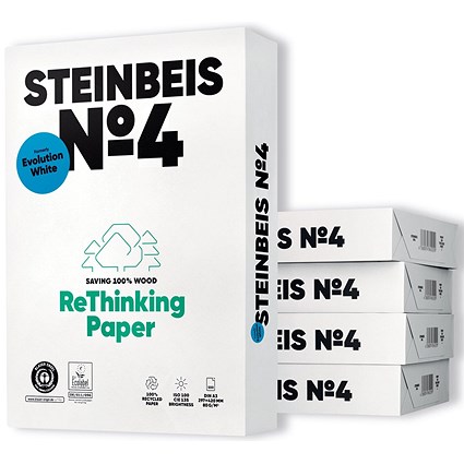 Steinbeis No.4 A3 Recycled Paper, Brilliant White, 80gsm, Box (5 x 500 Sheets)