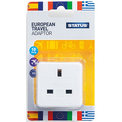 Status UK to European Travel Adaptor Plug, Pack of 12